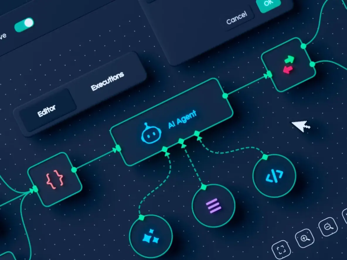 Ilustrasi alur kerja automasi AI dengan AI Agent dan integrasi sistem