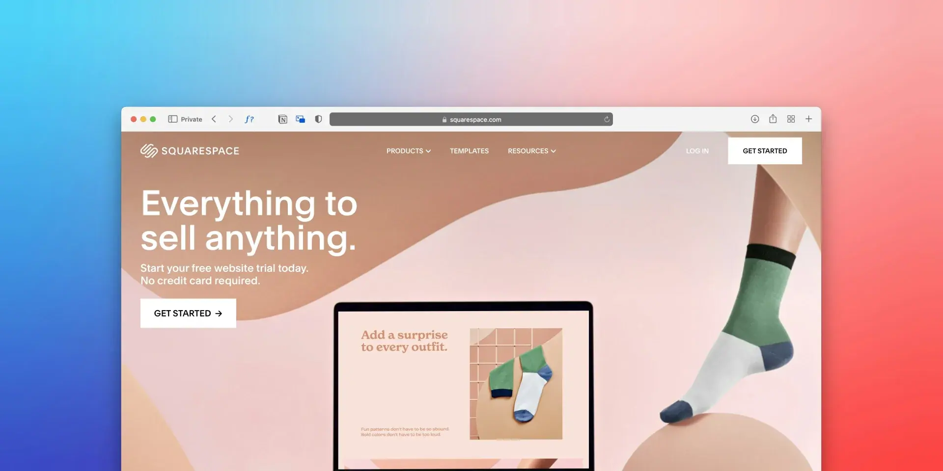 Tampilan landing page penjualan pada jendela peramban
