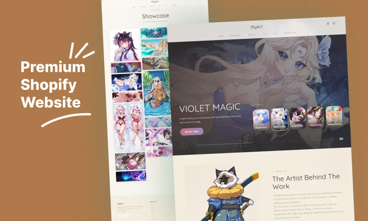 Halaman utama MyArt dengan carousel karya pilihan dan galeri ilustrasi